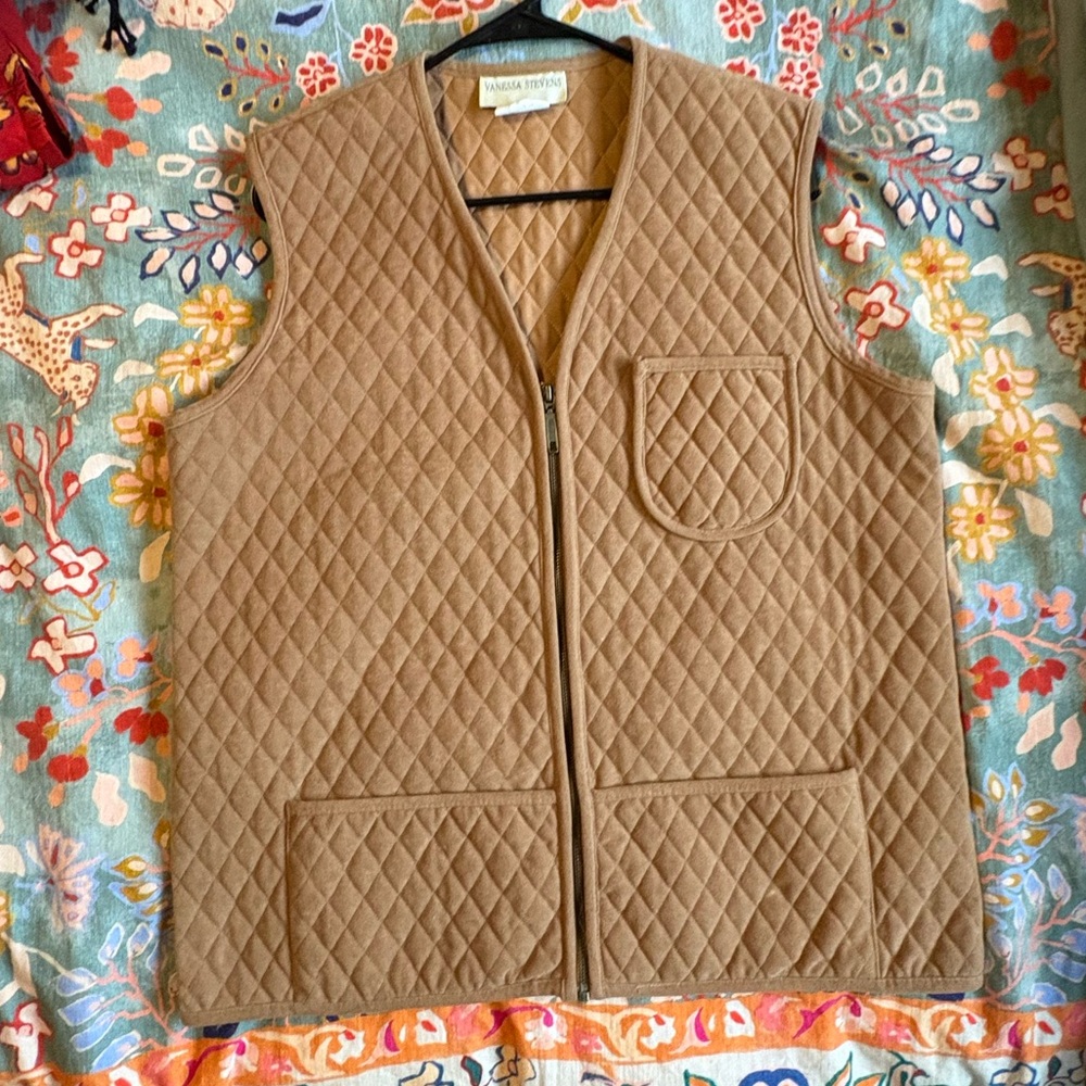 Vintage Vanessa Stevens Quilted Vest | Made in Canada | Tan